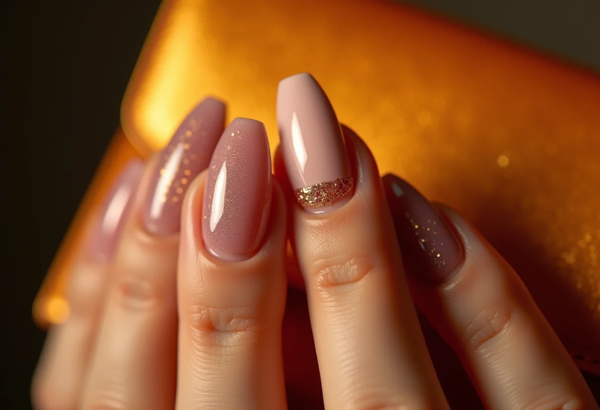 Unhas decoradas com cores conflitantes e manicure danificada