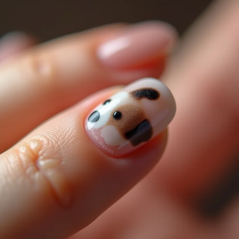 Unhas decoradas com filha única de cachorrinho