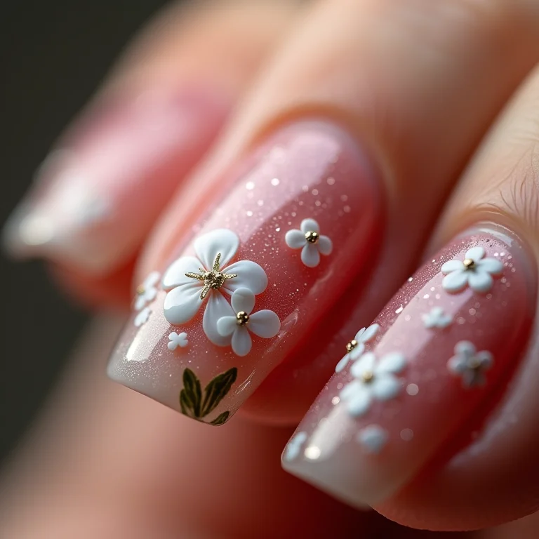 Unhas decoradas com flores