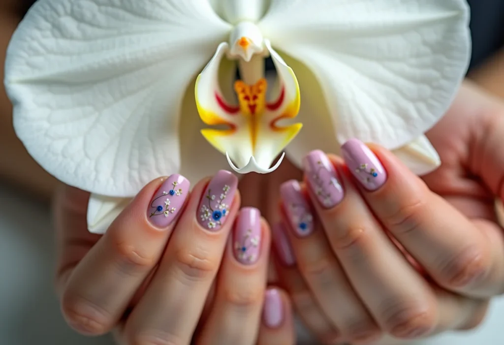 Unhas decoradas: Os modelos que vão bombar na primavera 2024 Unhas decoradas com flores brancas para a primavera 2024