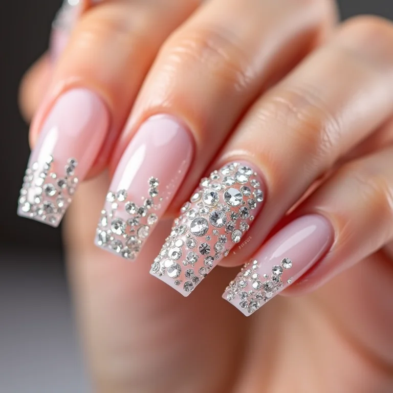 Unhas decoradas com pedrarias e cristais