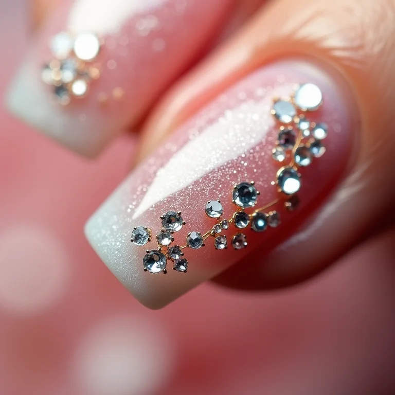 Unhas decoradas com pedrarias e strass
