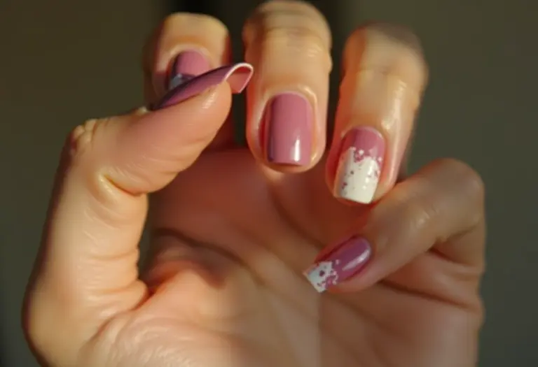 Unhas decoradas com tinta descascando