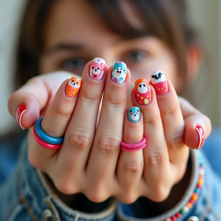 Unhas decoradas delicadas infantil: diversão e segurança.