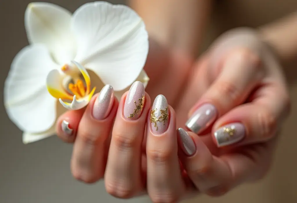 Unhas decoradas em gel: 30 fotos que vão te inspirar AGORA! Unhas decoradas em gel com orquídea