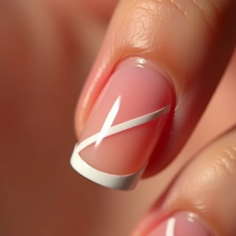 Unhas decoradas francesinha diagonal branca