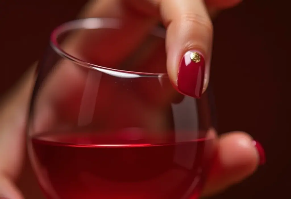 Unhas decoradas vinho com brilho sutil