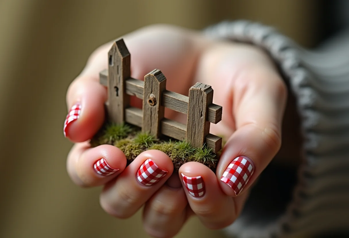 Unhas decoradas xadrez junino