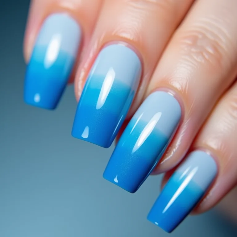 Unhas degradê azul: do céu ao mar