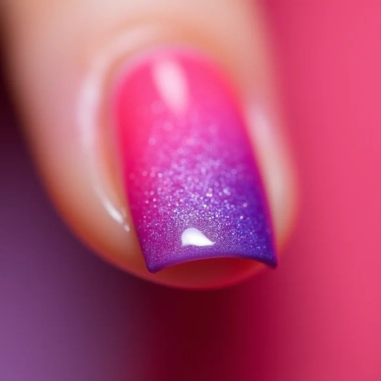 Unhas degradê rosa pink e roxo