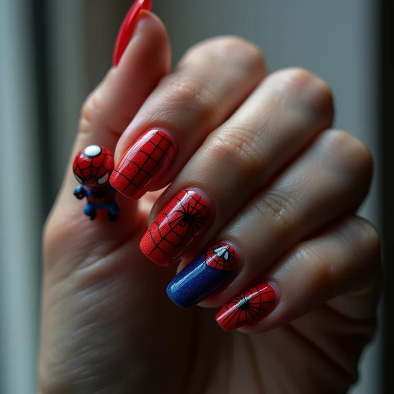 Unhas do Homem-Aranha: teias e cores vibrantes