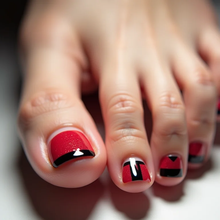 Unhas dos pés com design geométrico moderno