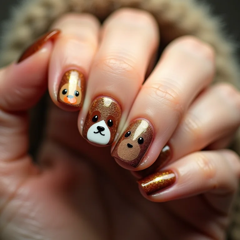 Unhas Ewoks com tons terrosos e rostos de ursinhos