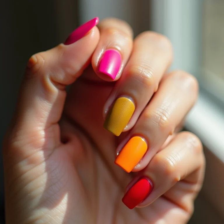 Unhas foscas coloridas em tons vibrantes e modernos.