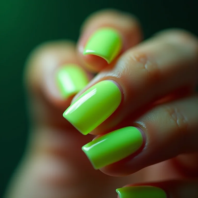 Unhas francesinhas com a ponta verde neon