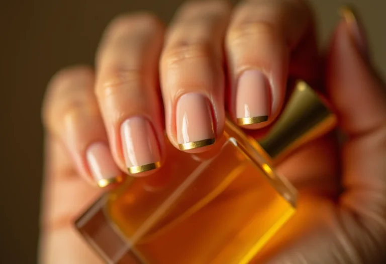 Unhas francesinhas reinventadas com linha dourada