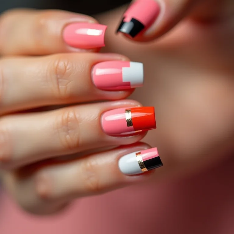 Unhas geométricas coloridas