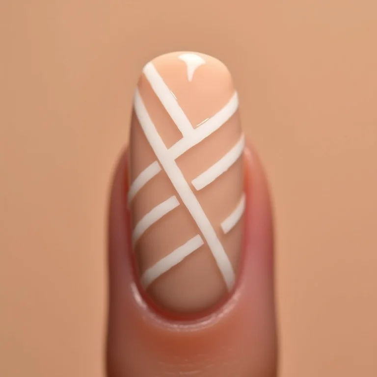 Unhas geométricas com detalhes em branco.