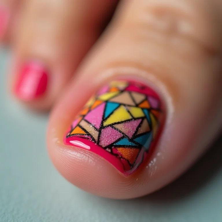 Unhas geométricas modernas nos pés