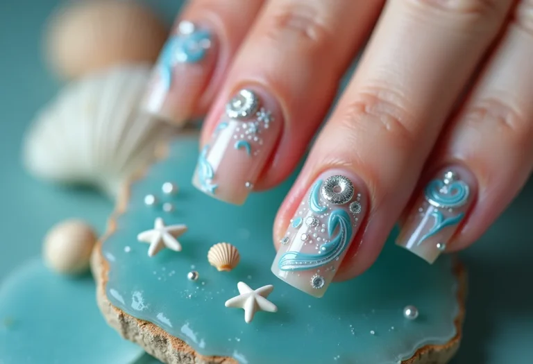 Unhas Iemanjá com nail art inspirada no oceano