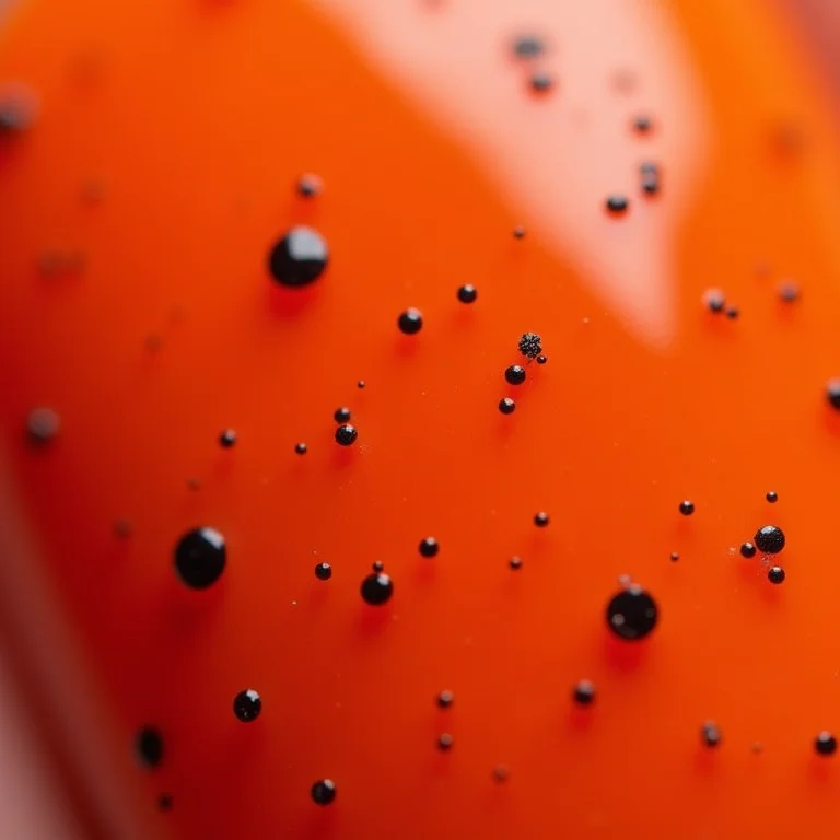 Unhas laranja com glitter preto