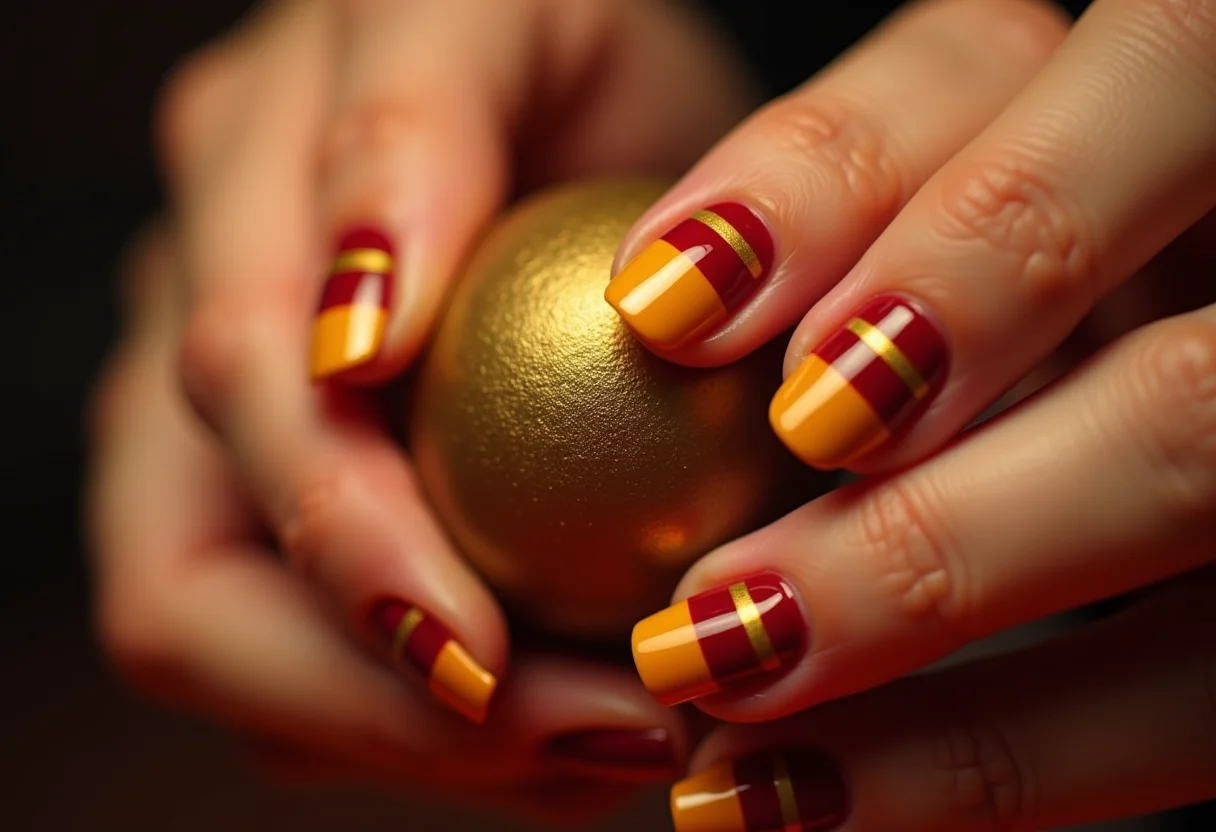 Unhas listradas da Grifinória com pomo de ouro