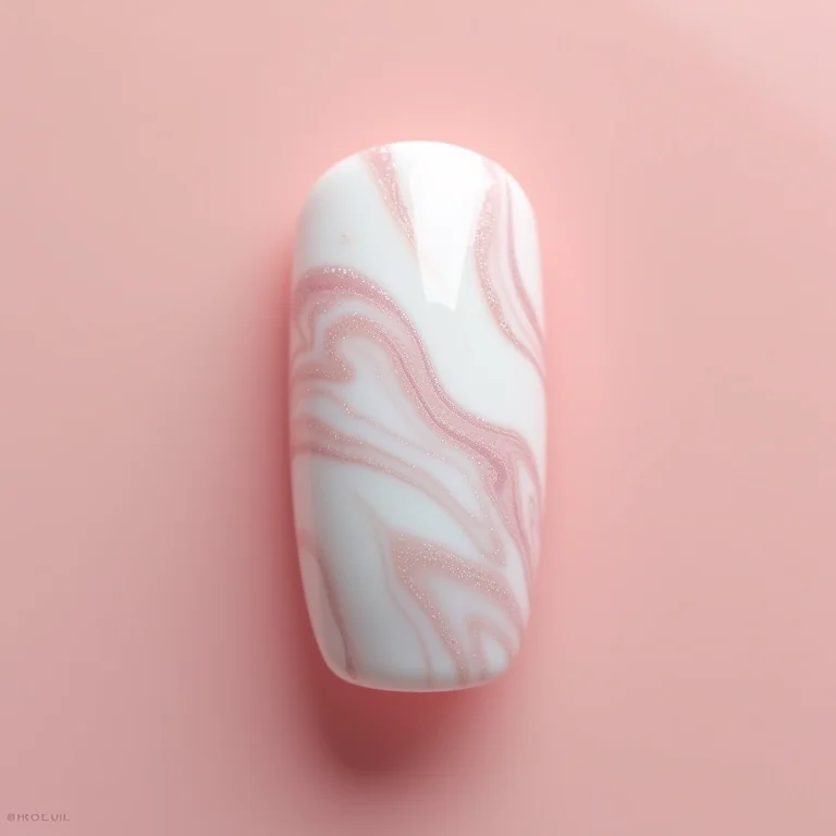 Unhas marmorizadas com efeito branco.