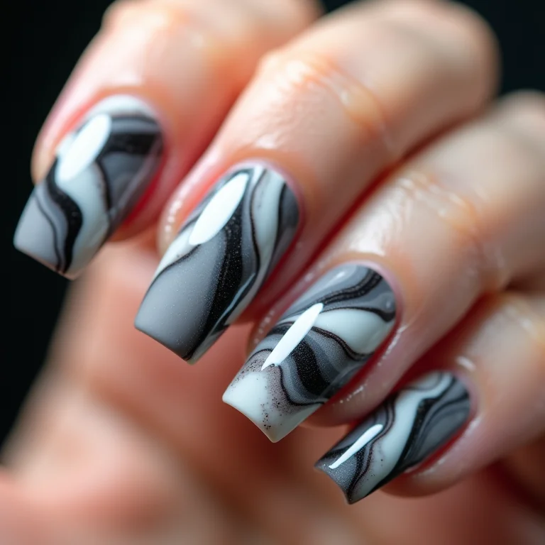 Unhas marmorizadas em gel