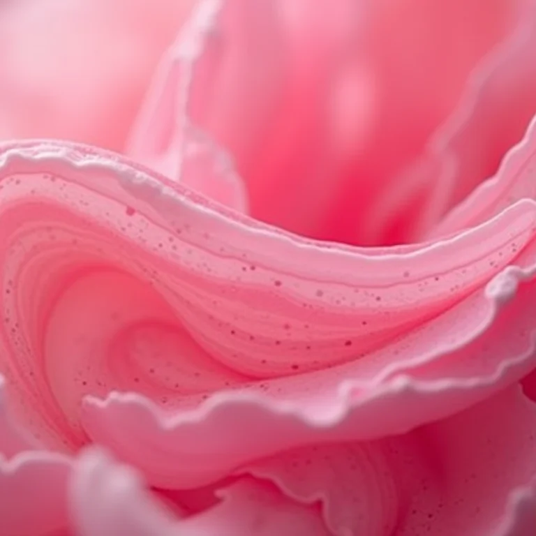 Unhas marmorizadas em tons de rosa em detalhe.