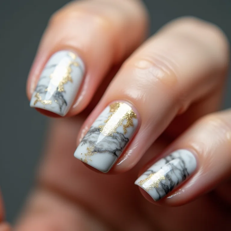 Unhas marmorizadas em unhas curtas