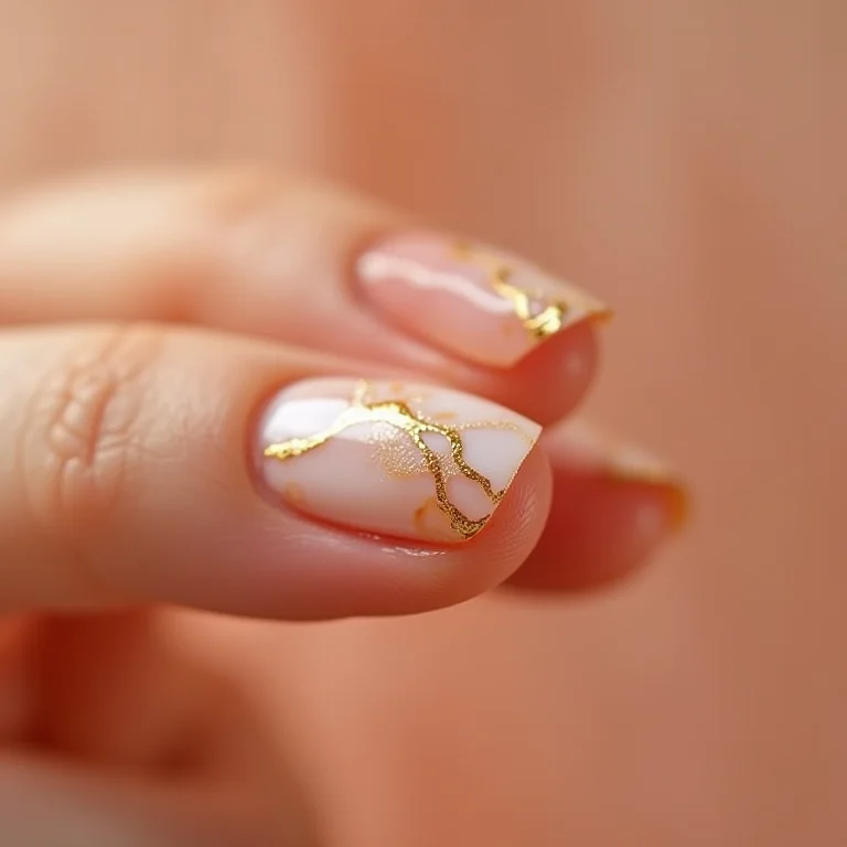 Unhas marmorizadas nude