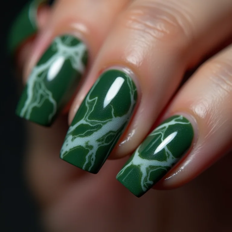 Unhas marmorizadas verde militar