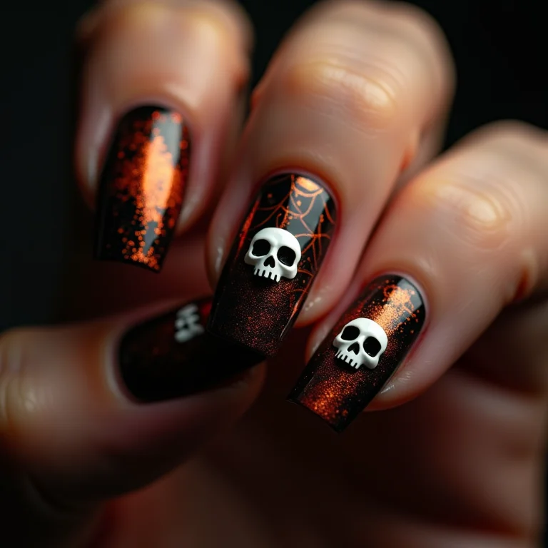 Unhas masculinas com tema de Halloween.