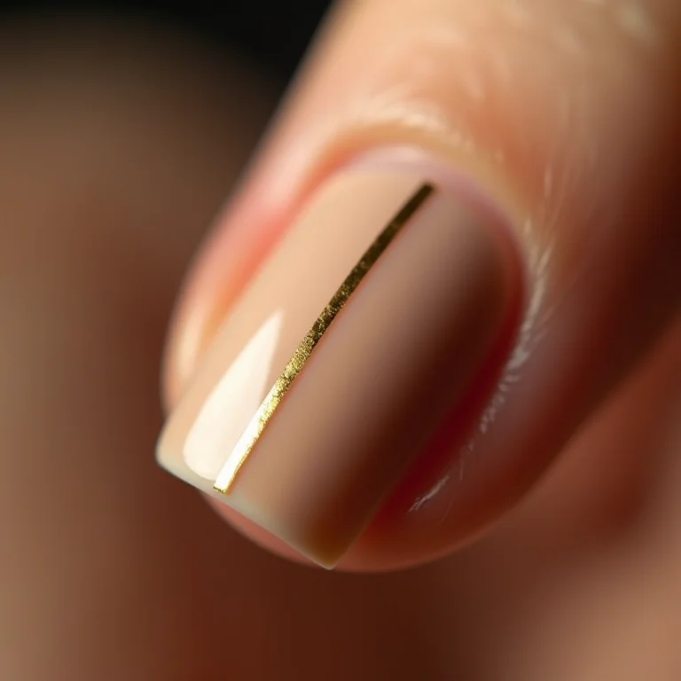Unhas masculinas minimalistas com filete dourado.