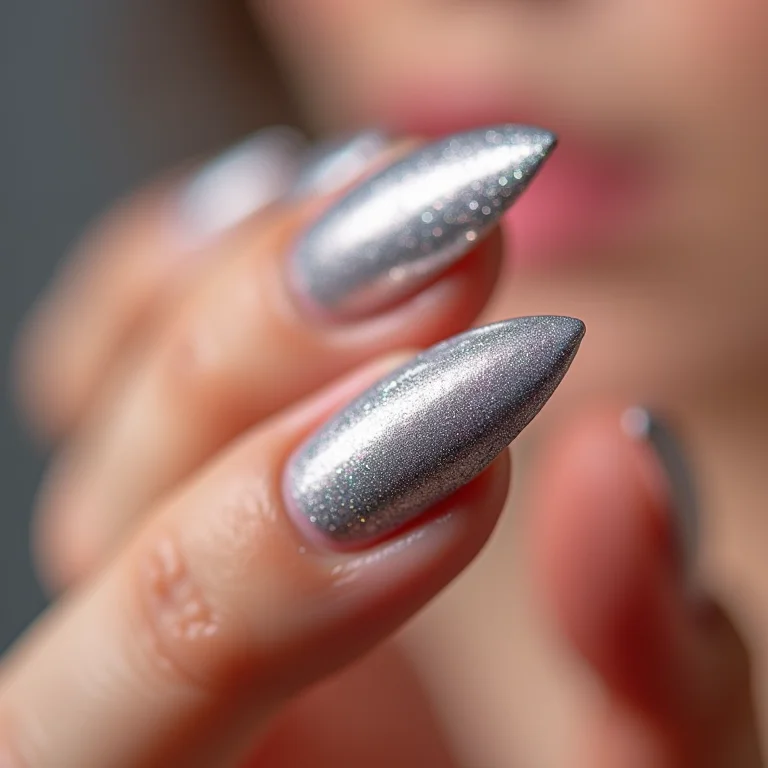 Unhas metálicas prateadas da Sephora, sinônimo de modernidade e estilo.