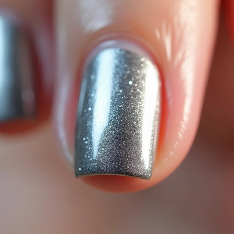 Unhas metalizadas prateadas