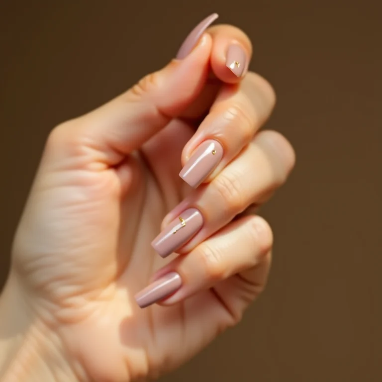 Unhas minimalistas com detalhe em dourado.
