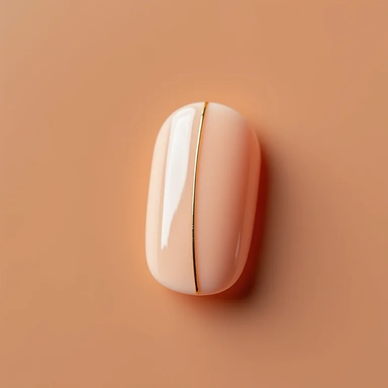Unhas minimalistas com linha dourada