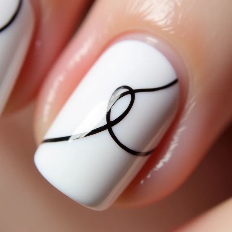 Unhas minimalistas com linhas pretas finas