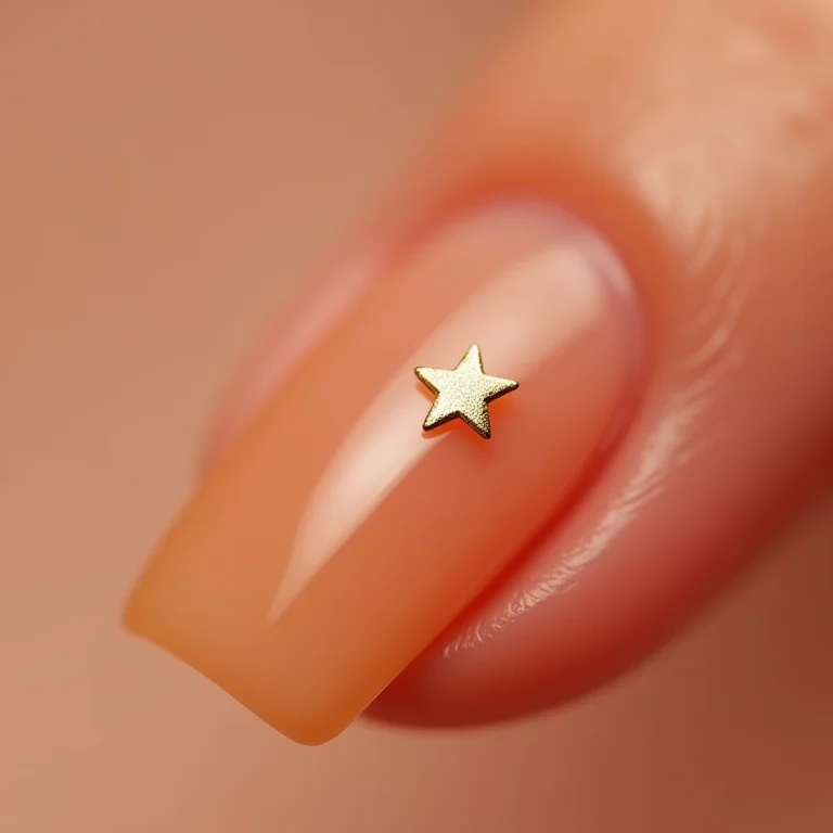 Unhas minimalistas com uma estrela dourada.
