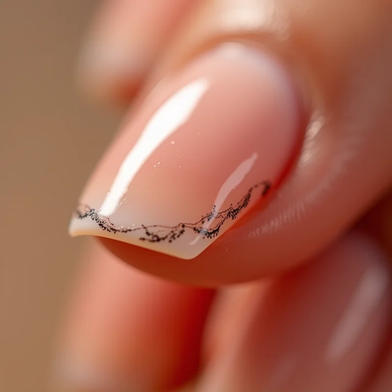 Unhas nude com detalhes minimalistas em preto