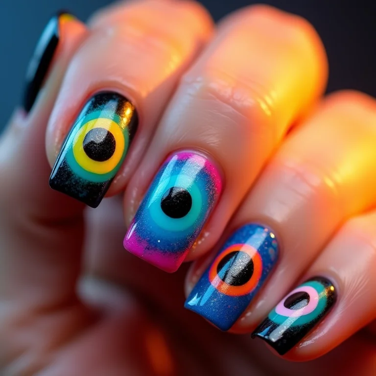 Unhas olho grego coloridas