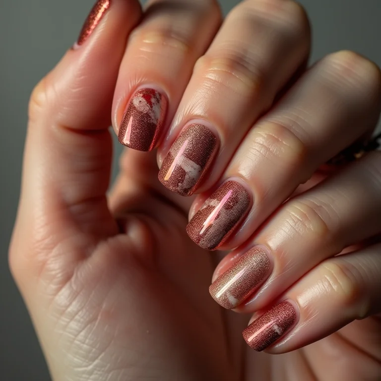 Unhas patchwork para Festa Junina: mix de estampas e texturas