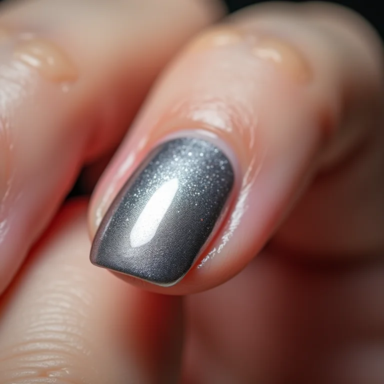 Unhas prateadas cromadas para o Ano Novo