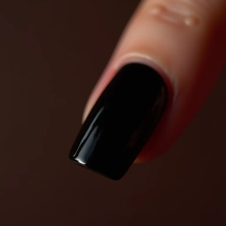 Unhas pretas com esmalte de longa duração