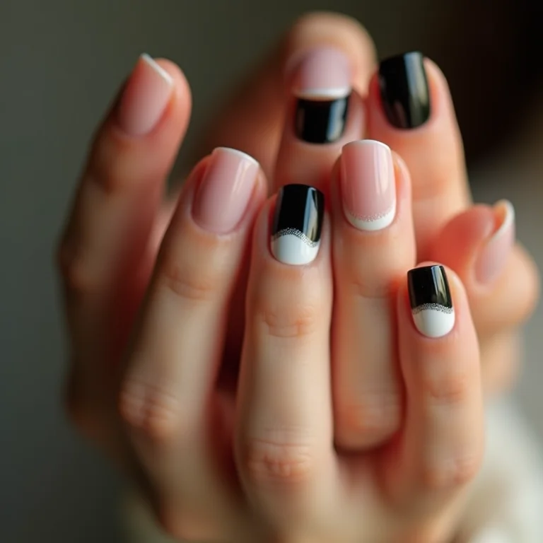 Unhas pretas com francesinha