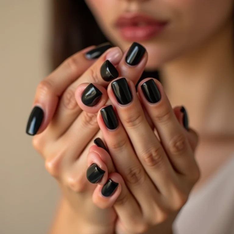Unhas pretas lisas e minimalistas