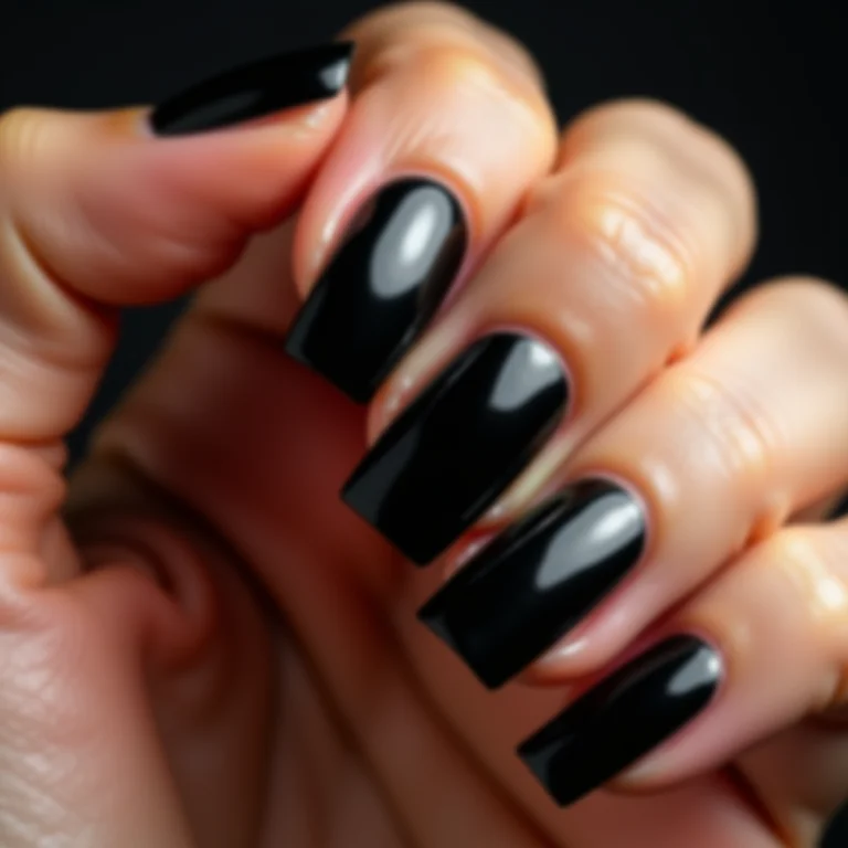 Unhas quadradas longas pretas