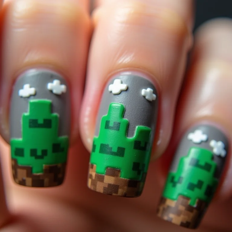 Unhas que constroem um mundo Minecraft