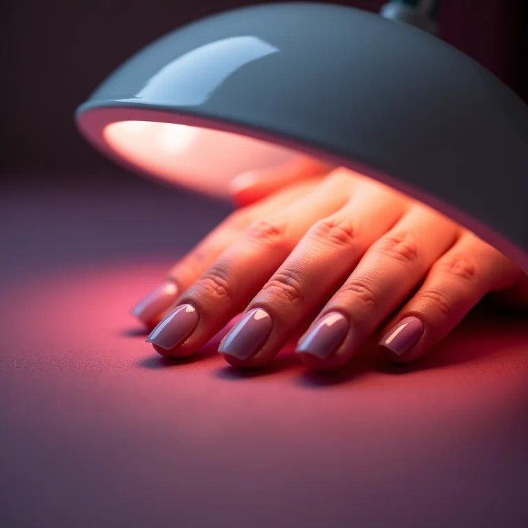 Unhas recém pintadas secando sob lâmpada UV